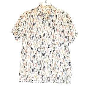 Smyth mens short sleeve button down shirt in pastel leaves print SMALL